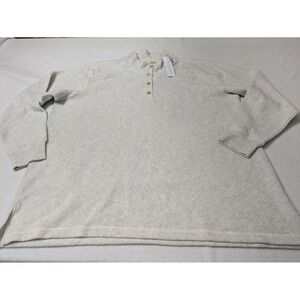 Soft Suroundings Men's Size 1X Henley  Fleece Shirt Button Pullover Cream